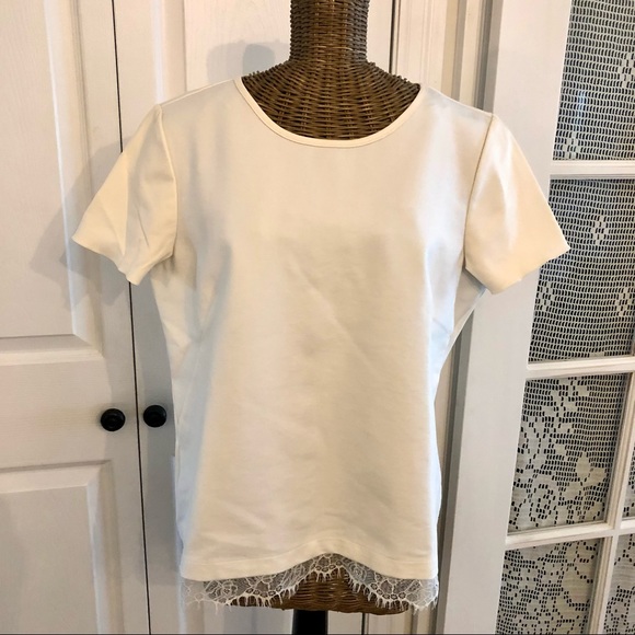 Ann Taylor , Vegan leather,White Top , Sz L - Picture 1 of 11